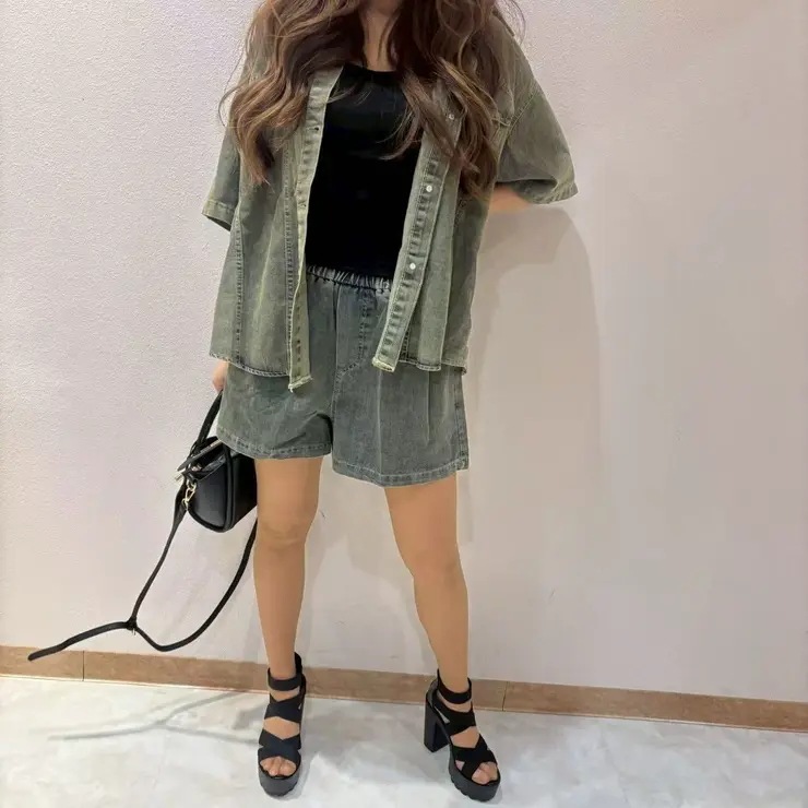デニムサマージャケット＆ショートパンツ　セットアップ