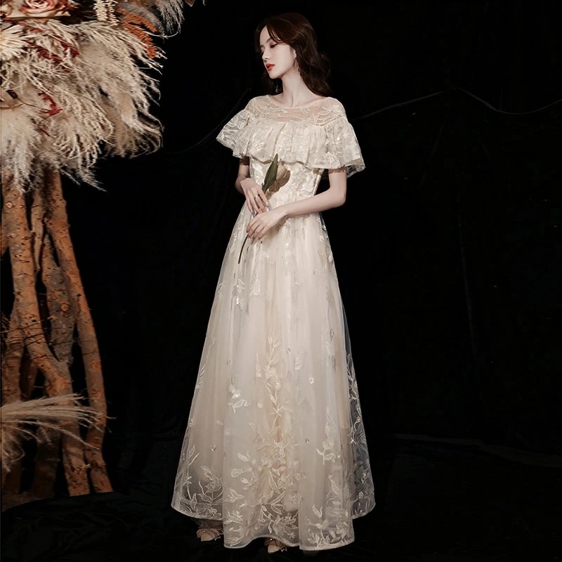 ドレス プレミアム エレガントドレス ニッチデザイン 卒業式 成人式 結婚式 二次会 披露宴 ブライズメイド パーティー 大人可愛い 上品 スワロフスカーネック 透け感レース