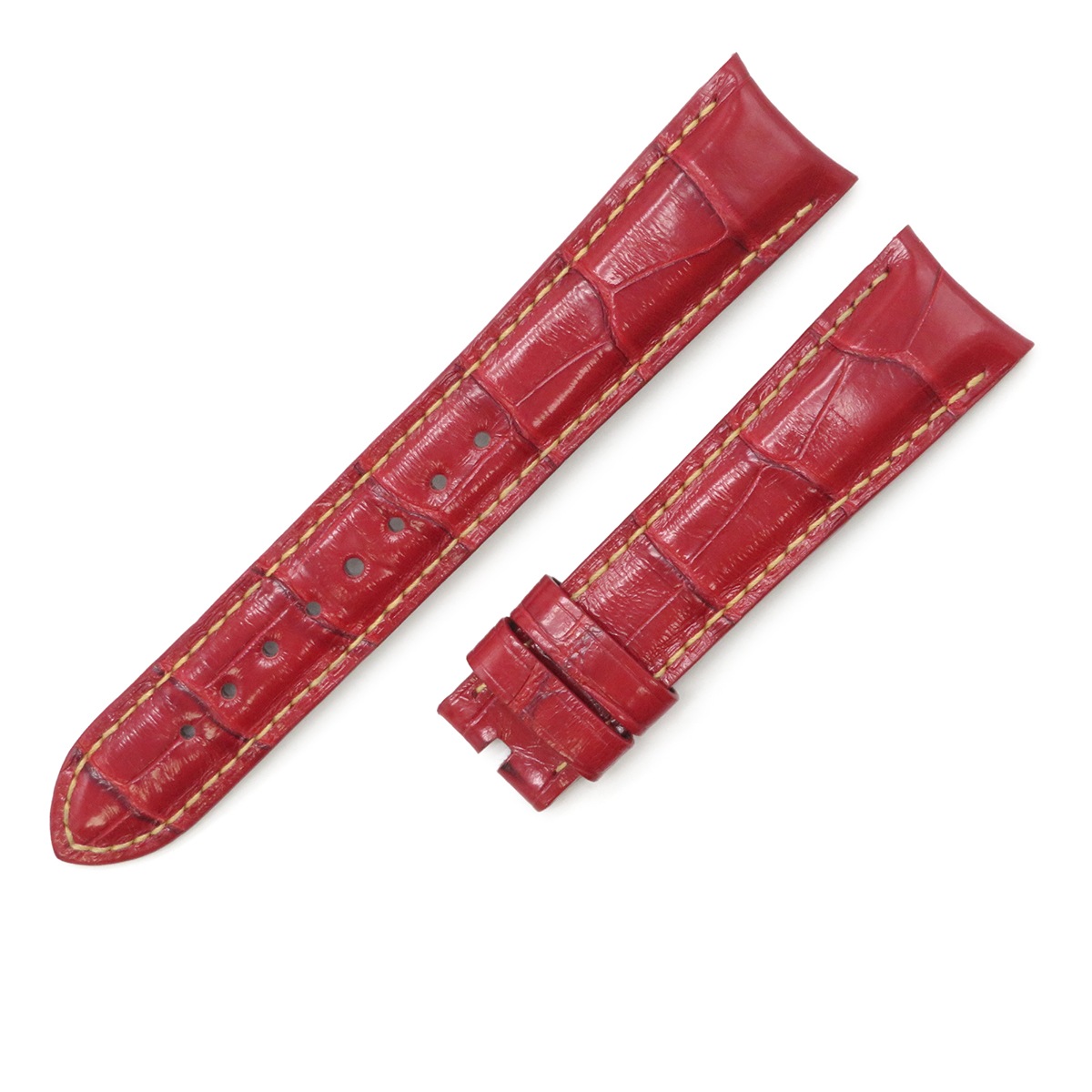 メンズ 純正 替え クロコ バンド ベルト ストラップ 予備 19ｍｍ 赤 シャイン 3年保証 19,931円
