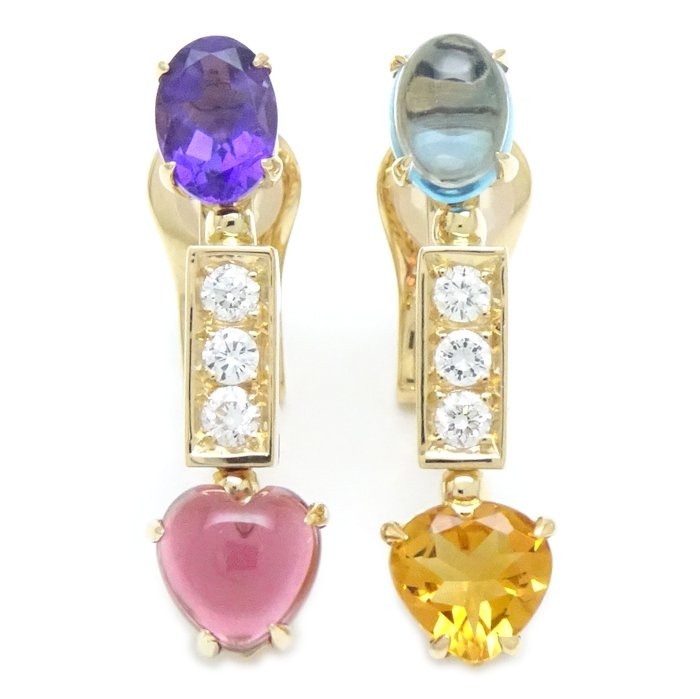 アレグラ ピアス シトリン トルマリン トパーズ アメシスト ダイヤモンド 334677 K18YG イエローゴールド/291720【中古】