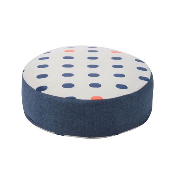 低反発 フロアクッション/座布団 (ラウンドタイプ インディゴブルー) 幅48cm 洗えるカバー付き 低反発ウレタン (リビング)
