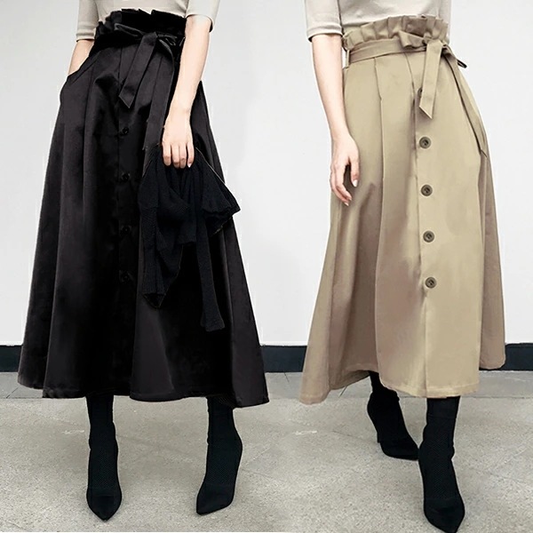 トレンチスカート 春服 レディース フレアスカート Aラインスカート ハイウエスト ウエストベルト レディース ロングスカート お花見 Aライントレンチ風 マキシ丈 ボトムス ミモレ丈 膝丈 春服 秋