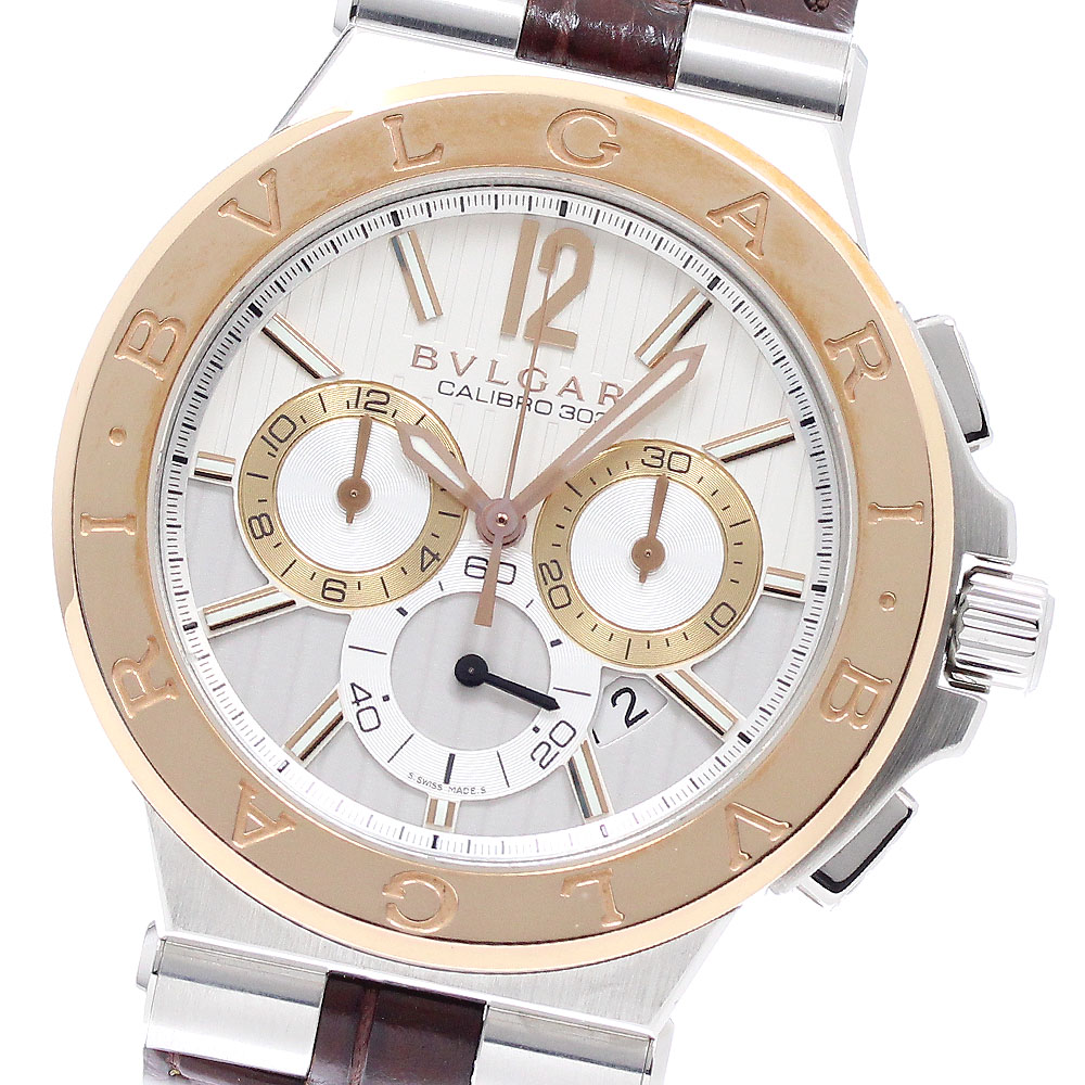 ブルガリ BVLGARI DGP42SGCH ディアゴノ カリブロ303 クロノグラフ PGベゼル 自動巻き メンズ 保証書付き_949455【中古】
