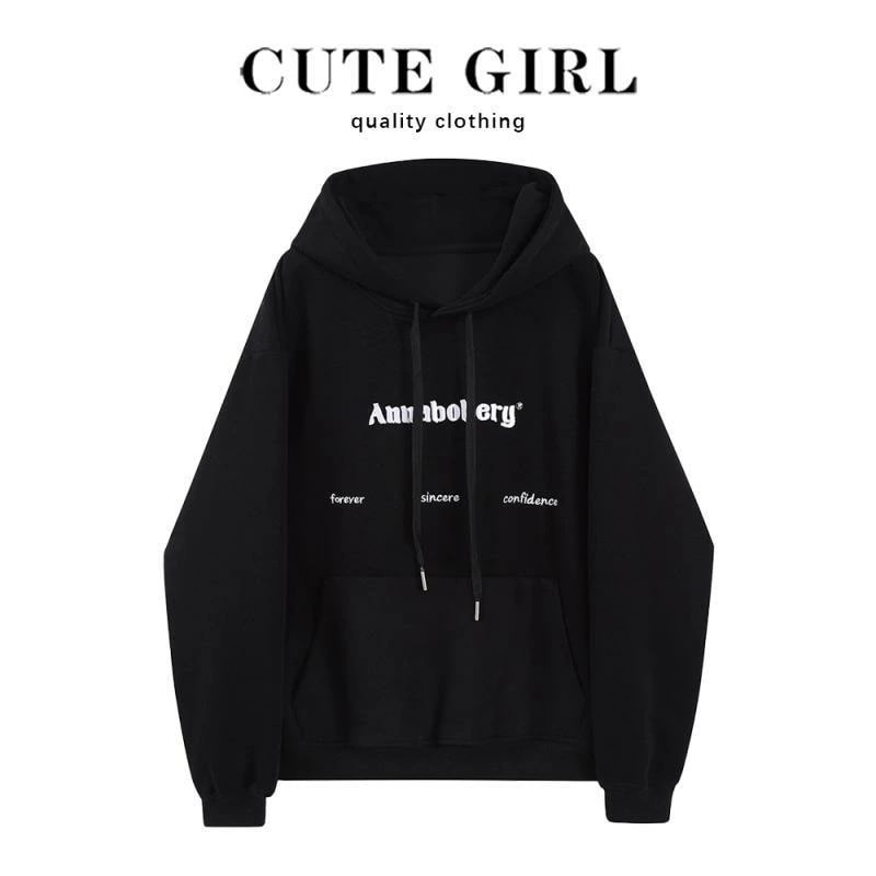 ジャケット パーカー レディース カジュアル 快適 刺繍 文字 フード付き 裏起毛 黒 スウェットシャツ 女性 秋冬 厚手