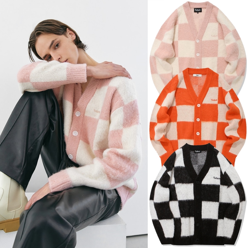 【Fallett】 Checkerboard Knit Cardigan チェックボードニットカーディガン [SEVENTEEN ジョンハン着用] [STRAYKIDS フェリックス着用]