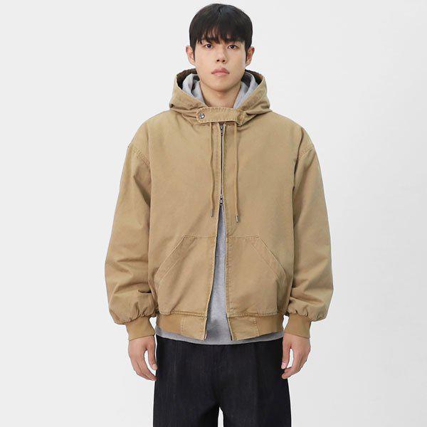 メンズ ヴィンテージ ルーズフィット ヌビ カーゴ フード ウォッシング ワーク ジャケット SROV001