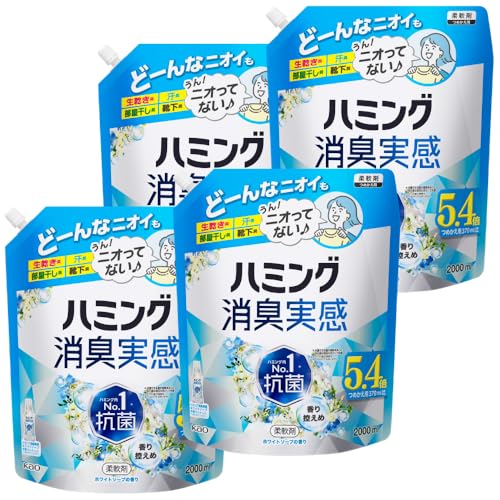 ハミング 【ケース販売】消臭実感 柔軟剤 部屋干し/曇り干し/夜干しどーんな時も無敵消臭! 香り控えめホワイトソープの香り つめかえ用2000m