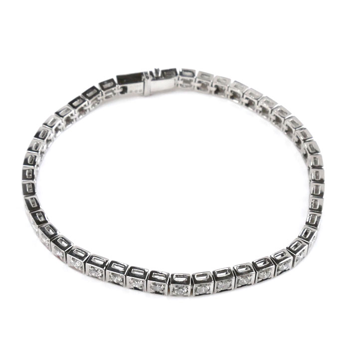 Pt850プラチナ ブレスレット ダイヤモンド2.00ct 17.5g 17cm レディース 中古 199,100円