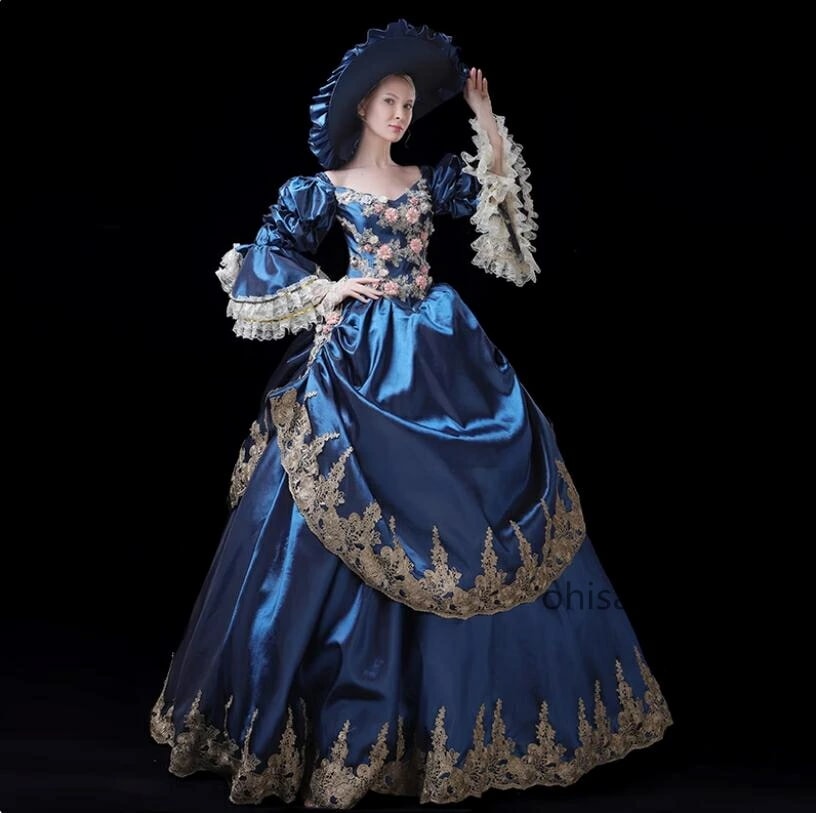 激安価格！貴婦人ドレス 舞踏会 文化祭 学園祭 ヨーロッパ風 宮廷ドレス 演出服 高級感 プリンセスドレス 可愛い フレア袖 オペラ声楽 中世貴族風 貴族ドレス ロングドレス パーティードレス お嬢様