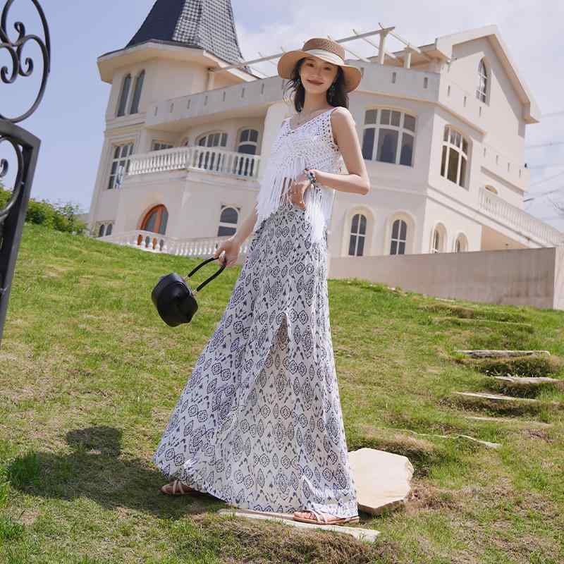 エスニック ボヘミアン ワイドパンツ 軽量 フローラル スプリット 旅行 ドレープ 休日 ビーチ レディース ズボン 個性的 おしゃれ カジュアル