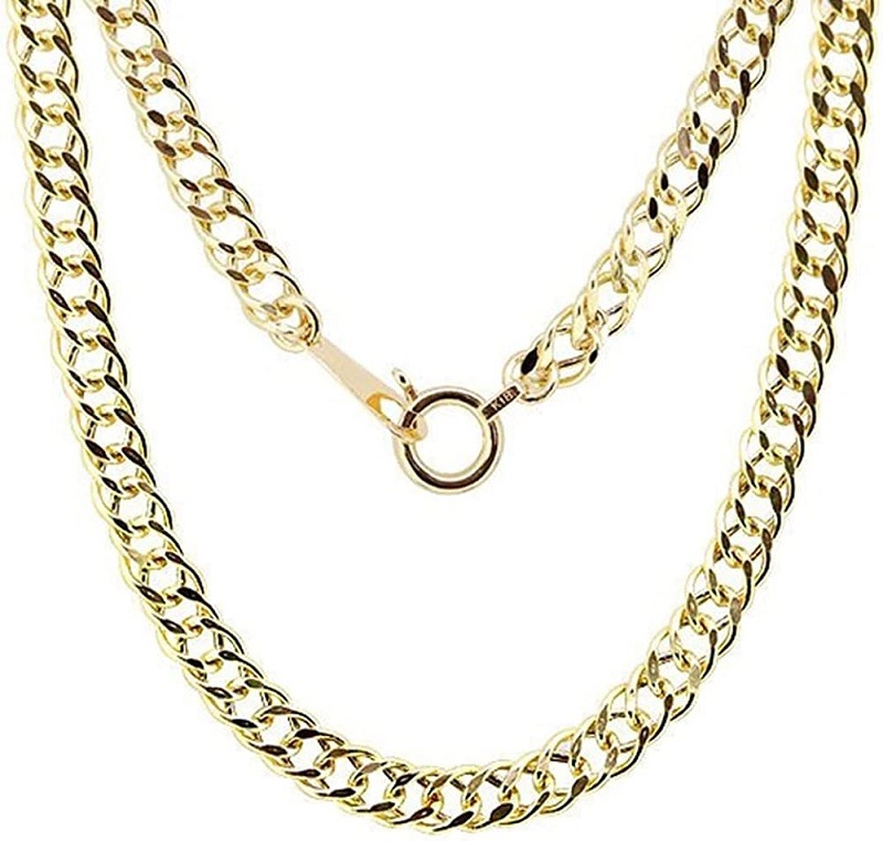 18金（K18刻印有）ネックレス 中空ダブル喜平チェーン 50cm 男女兼用幅約4.00mm7.7g1031