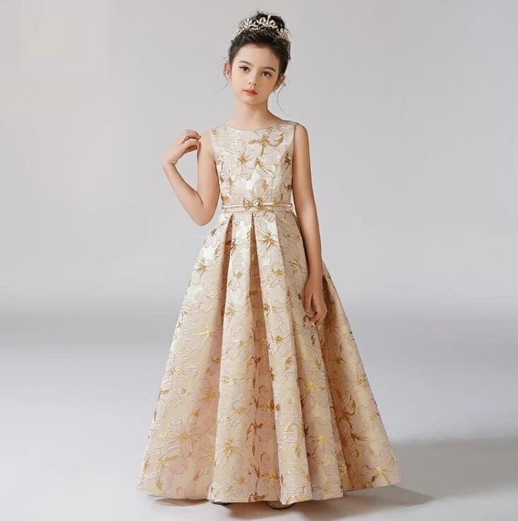 子供ドレス 演奏会ドレス フォーマル ドレス 袖なし 花柄 プリンセス ドレス 子供 キッズ ジュニア 中学生 110 120 130 140 150 160cm 女の子 ワンピース ロングドレス ス