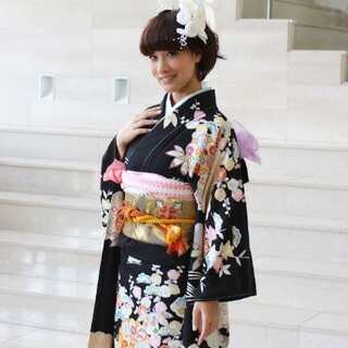 レンタル最大20日間 振袖 レンタル 成人式 セット正絹京友禅 20点フルセット黒地に七宝金刺繍赤松竹梅白成人式から結婚式やフォーマルま 15,620円