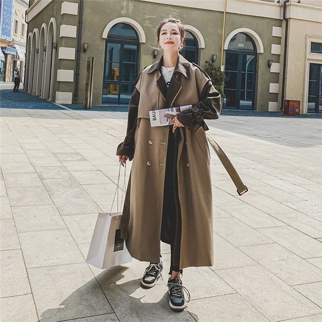 カーキ チェスターコート レディース 冬 ロング トレンチコートアウター トレンチコート バイカラー ロングコート コスプレ 秋 冬 長袖 ロング丈 厚手 大きいサイズ おしゃれ きれいめ 無地 通勤