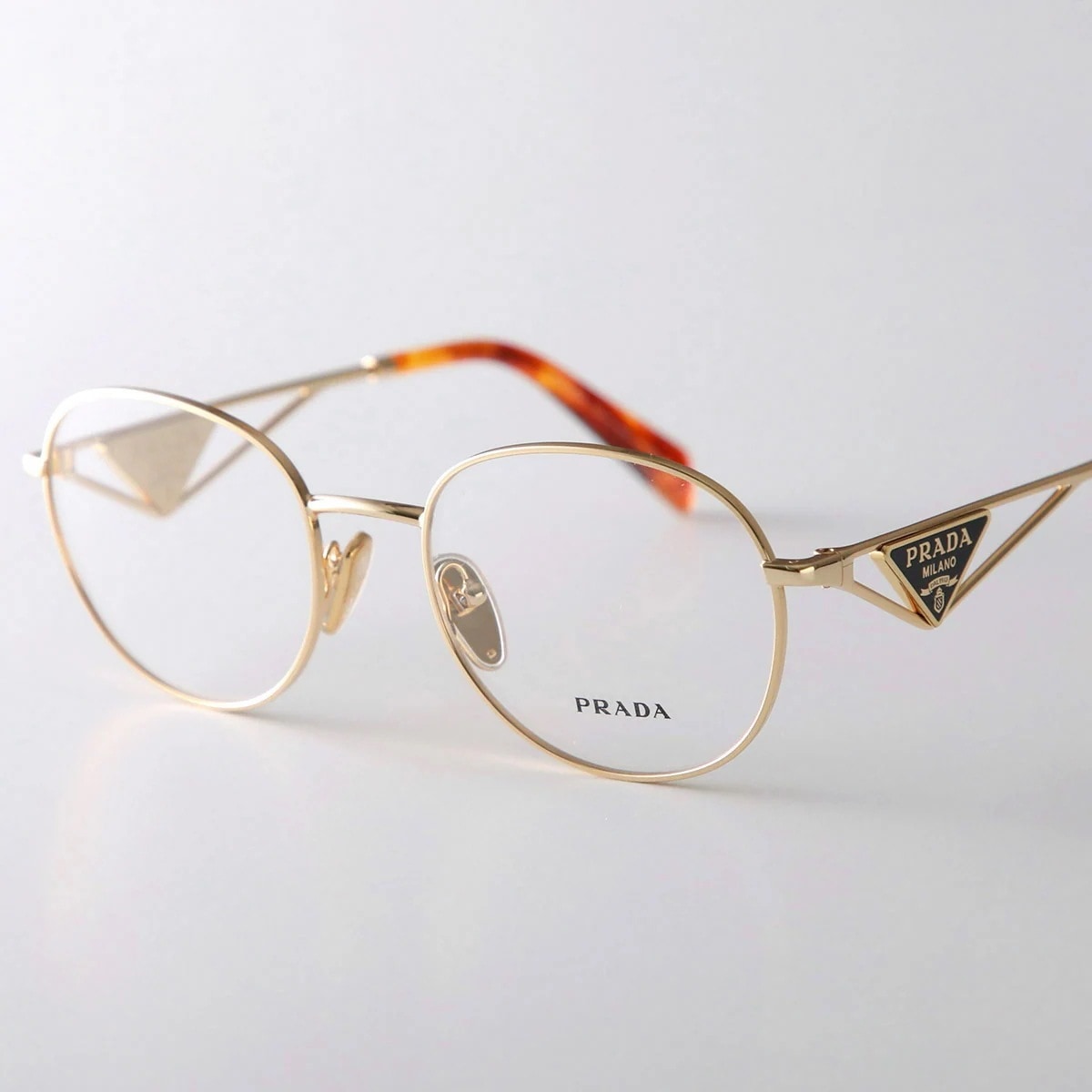 PRADA プラダ メガネ VPR A50 レディース ボストン型 メタルフレーム 細フレーム フルリム クリングスタイプ めがね 眼鏡 トライアングルロゴ 5AK-1O1