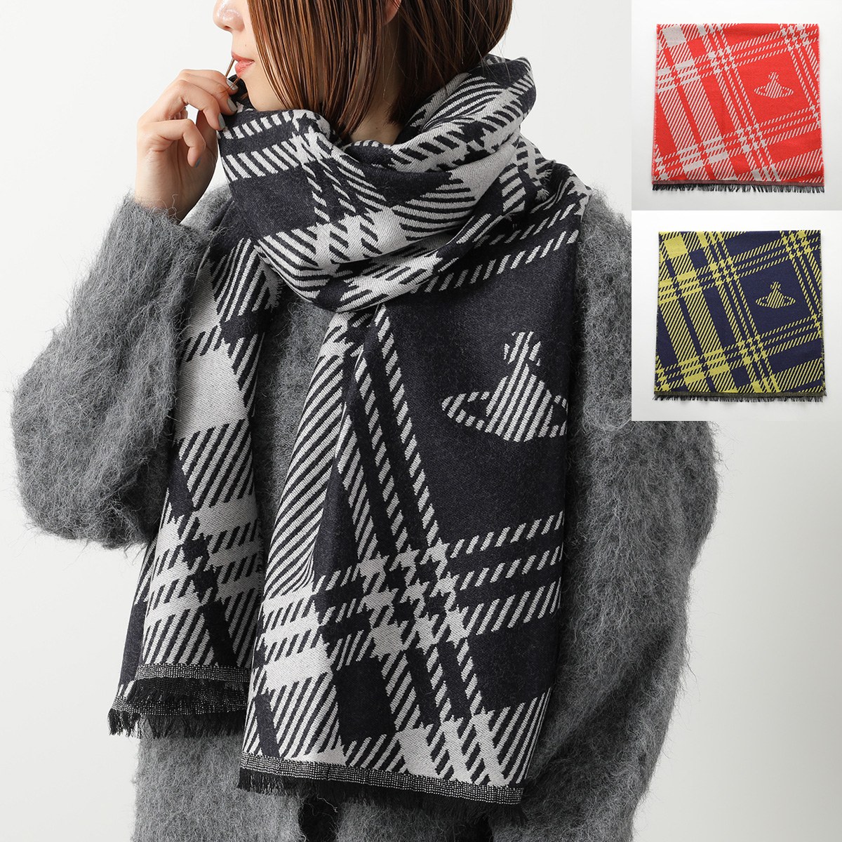 Vivienne Westwood ヴィヴィアンウエストウッド マフラー 50X200 SCARF 8103014S W01BL レディース ウール ストール 大判 オーブ チェック柄 カラー3色