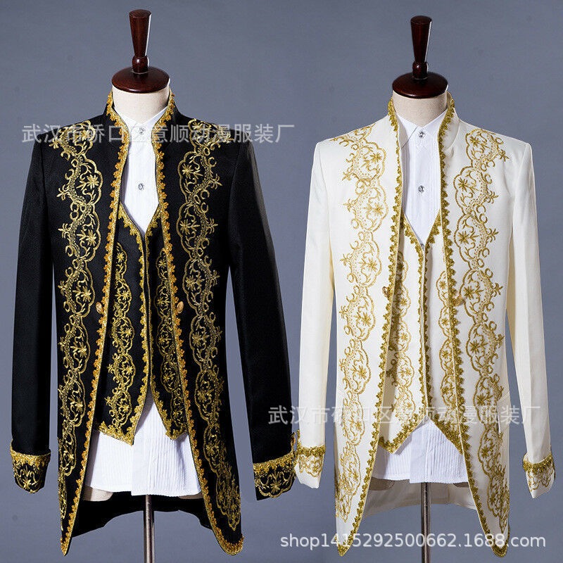 中世の王子様スーツ 金刺繍のイブニングドレス ドラマショー衣装