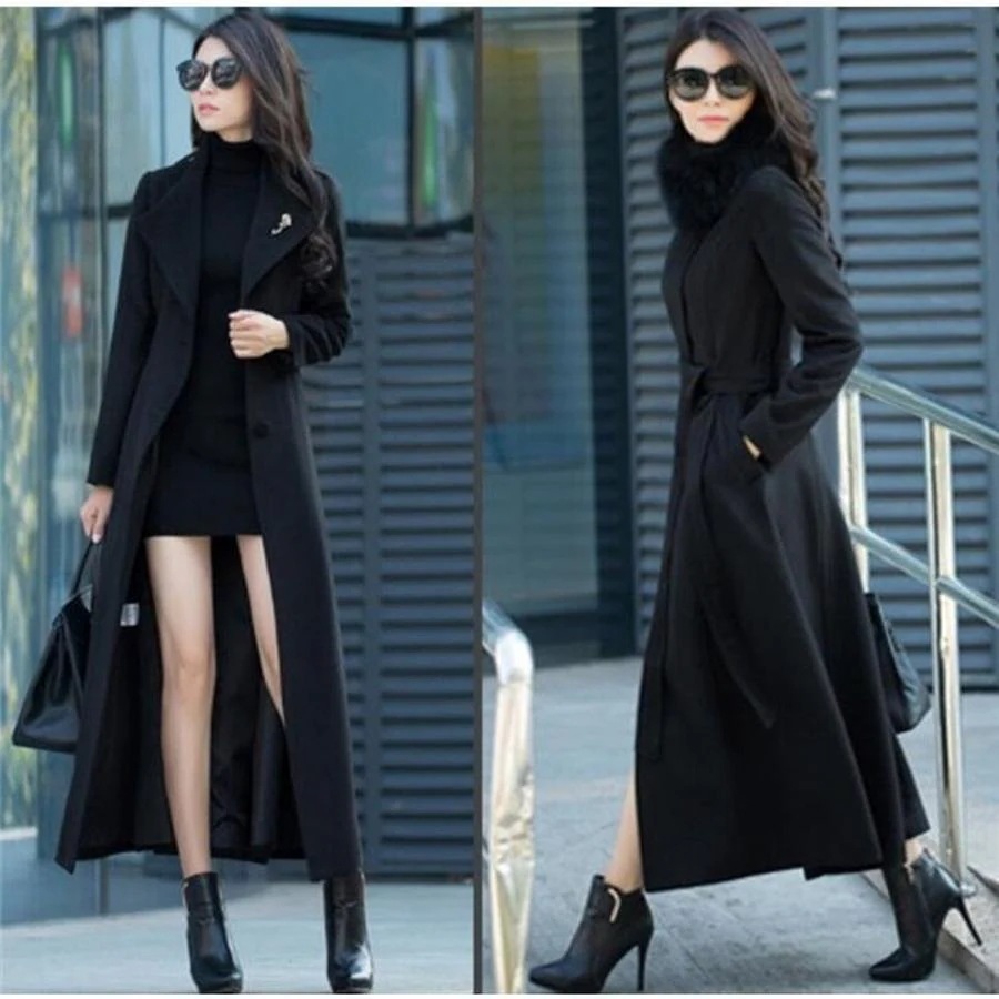 トレンチコート レディース チェスター 超ロングジャケット ウール 秋 春 千鳥柄 スリム カジュア