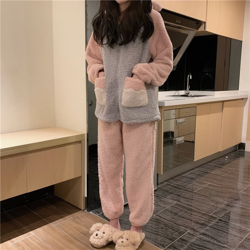 レディース パジャマ ルームウェア ナイトウェア 寝巻 部屋着 リラックスウェア ボア 耳付き