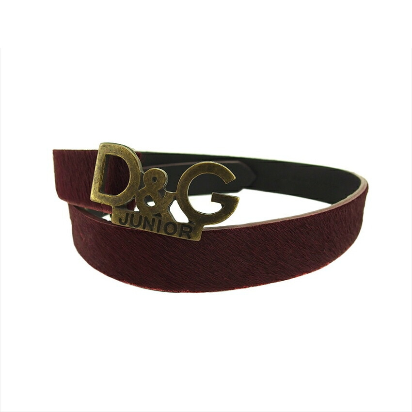 ベルト D＆Gバックル キッズ 子供用　ドルガバ ボルドー ゴールド レディース 中古