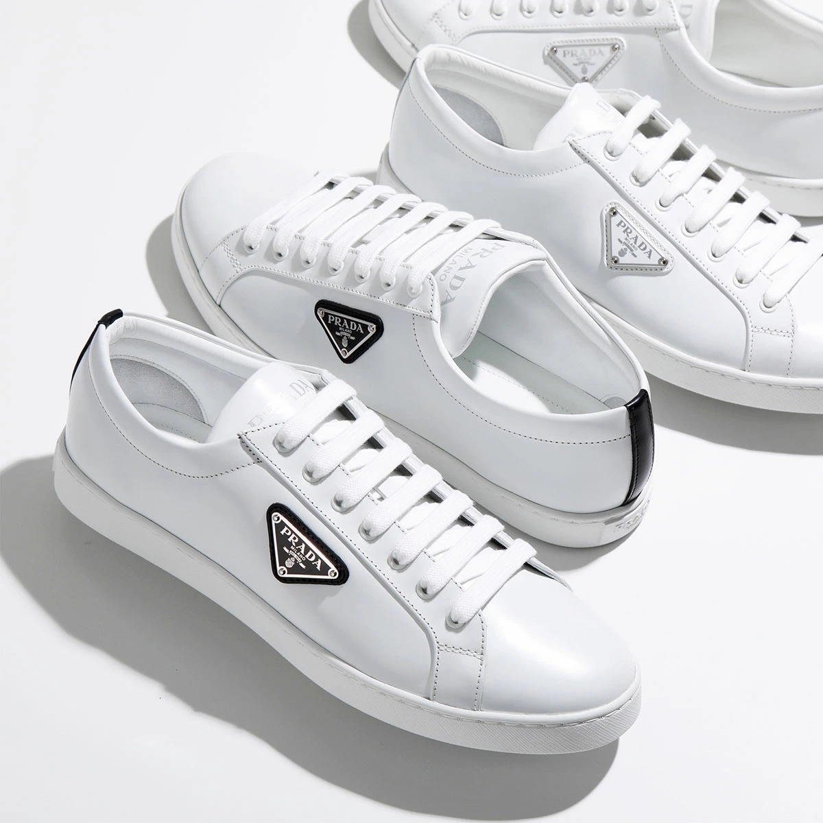 PRADA プラダ スニーカー LANE レーン 2EE376 3F0E メンズ ブラッシュドレザー ローカット トライアングルロゴ メタルロゴ シューズ 靴 カラー2色