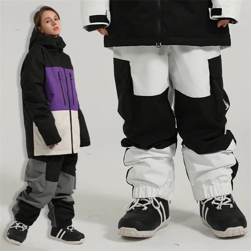 【急速出荷!】スノーボード ウェア パンツ 単品 切り替え メンズ レディース スノーウェア スキーウェア スノボ 配色 防風防水防雪防寒保温通気 耐摩擦 韓国