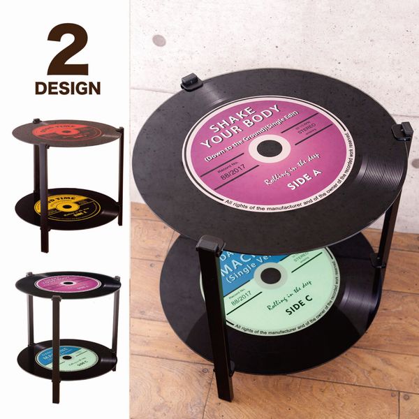 サイドテーブル テーブル 家具 インテリア ガラス レコードテーブル 2段 COFFEEテーブル