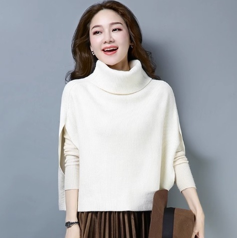 ポンチョ トップス セーター タートルネック ワイド デザイン ニュアンス リブ 伸縮性 ニット カラバリ 暖かい かわいい 大人可愛い きれいめ シンプル カジュアル 大人 上品 おしゃれ お洒落
