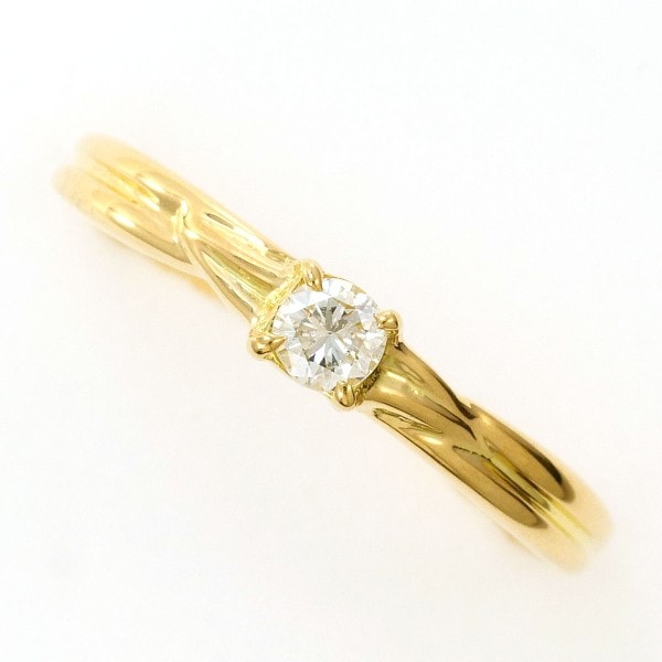 K18 18金 YG リング 指輪 10号 ダイヤ 0.10 ジュエリー 中古