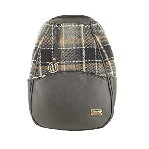 Irish Leather and Tweed Colleen Backpack (Gray with Black and Whie) 並行輸入品