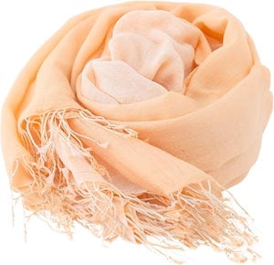 ストール コットン100% リバーシブル オールシーズン対応 薄手(イエローウィッシュxオフホワイト 170cm x 52cm)