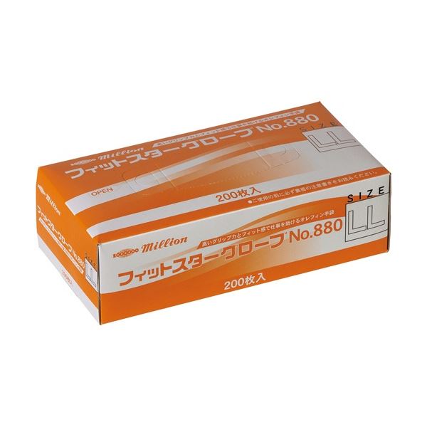 （まとめ）ミリオン フィットスターグローブ No.880 パウダーフリー LL （200枚）[x3]