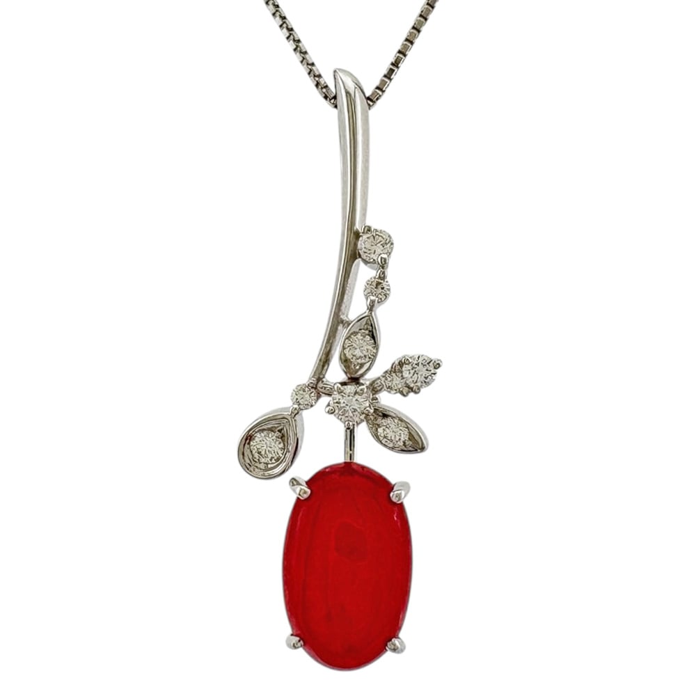 タサキ ネックレス 18金 K18ホワイトゴールド 天然ロードナイト TASAKI 中古 美品
