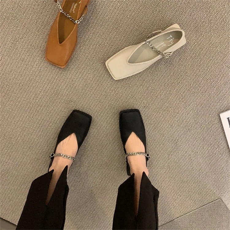 早い者勝ち フラット シューズ オールシーズン マリジン スクエアトゥ 歩きやすい エレガント 5,470円