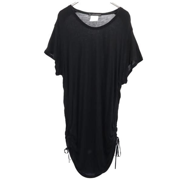 neurbanvolker 日本製 シルクブレンド 半袖 シャーリング カットソー ワンピース 2 黒 レディース