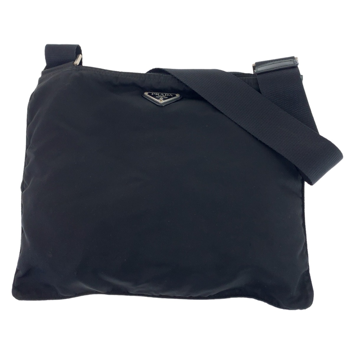 美品 テスート 三角ロゴプレート 男女兼用 ブラック 黒 シルバー金具 ナイロン ショルダーバッグ 斜め掛け メンズ 407183