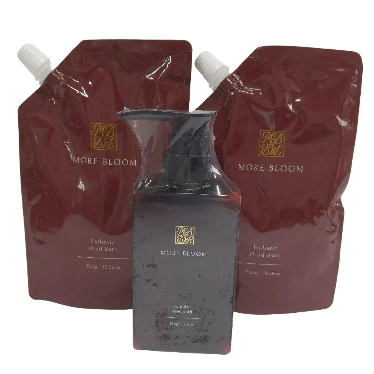 MORE BLOOM エステヘッドバス クレイ クリームシャンプー 300g　ボトル＆詰め替え用2袋　計3点セット