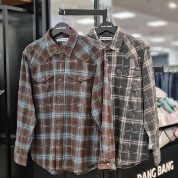 HC21 秋の男性オーバーフィットコットンチェックシャツNSL639（S41029595）