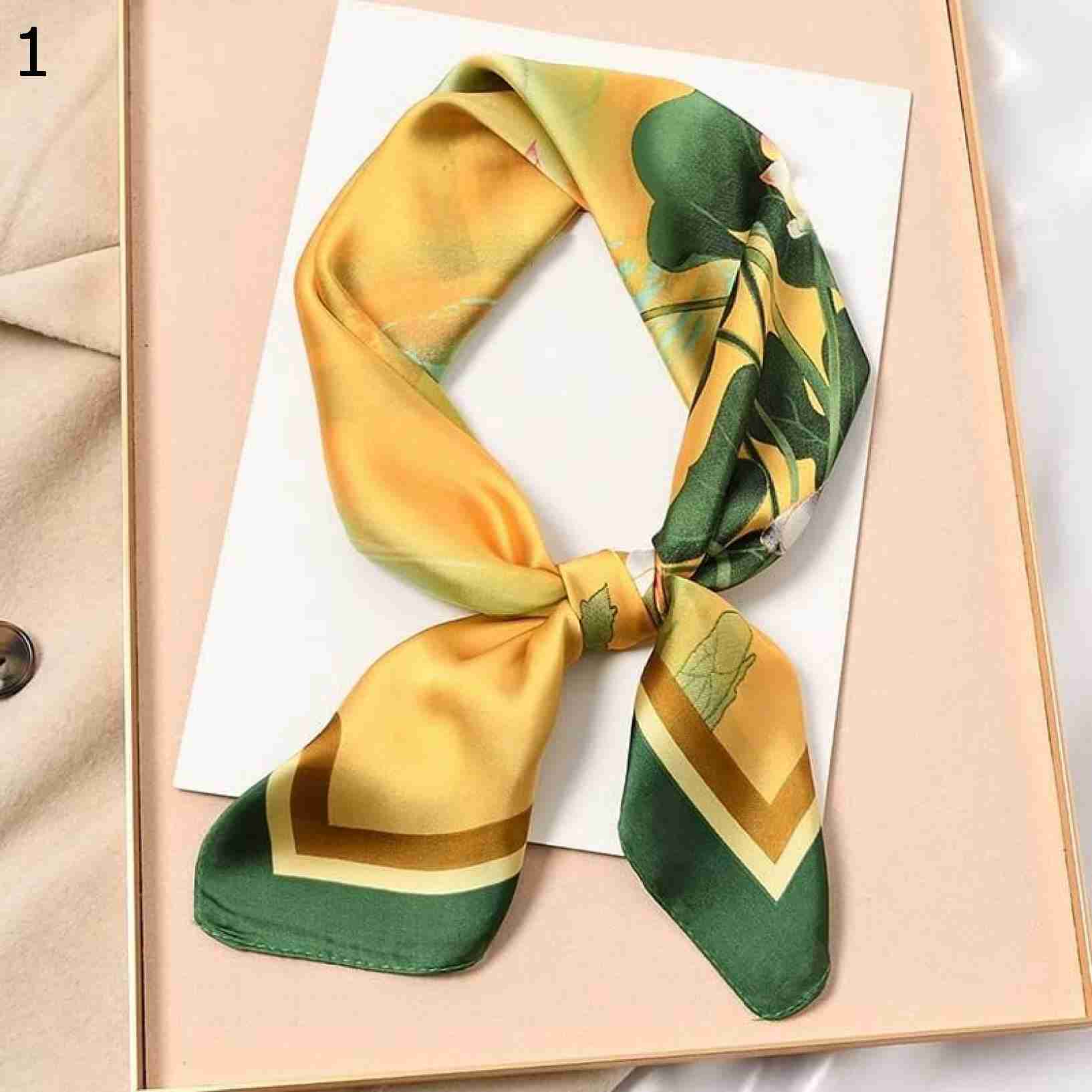 【20%OFFクーポン～】抽象花スクエアスカーフ70×70cm女性ヘアバンドリストヘッドカチ女性サテンショールラップヒジャーブ スカーフ (Color : A Size : 70x70cm)