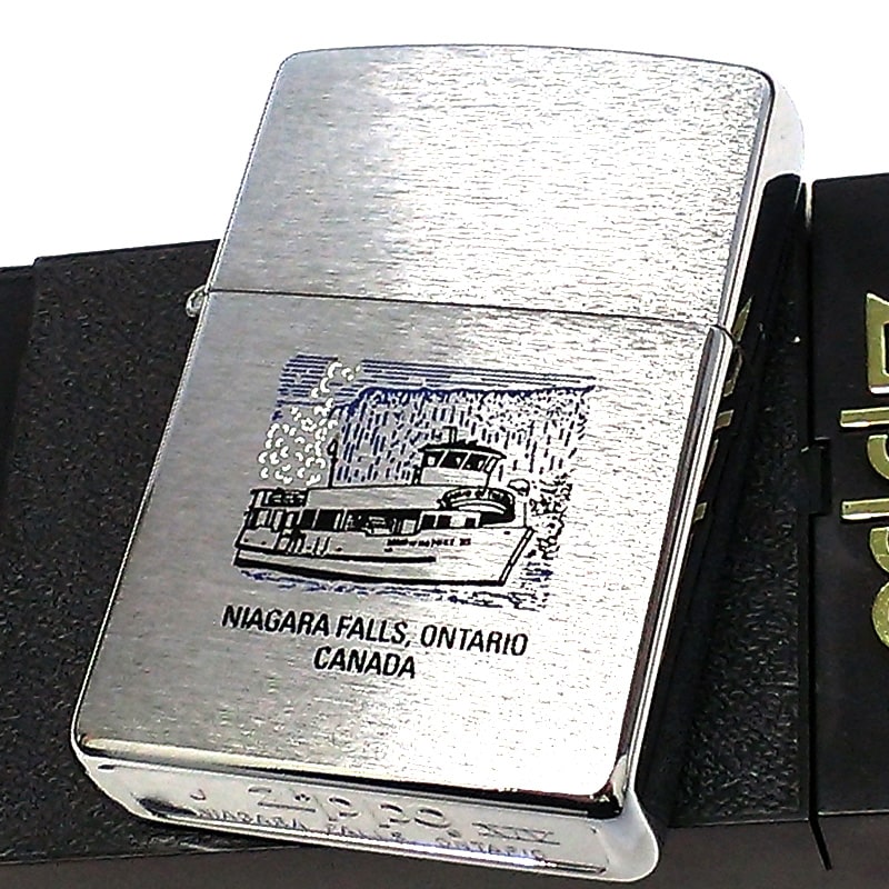 ZIPPO ライター カナダ製 1998年製 ナイアガラの滝 ビンテージ オンタリオ製 廃盤 レアジッポ 珍しい ヴィンテージ 絶版 未使用品 シルバーサテン かっこいい メンズ おしゃれ プレゼント