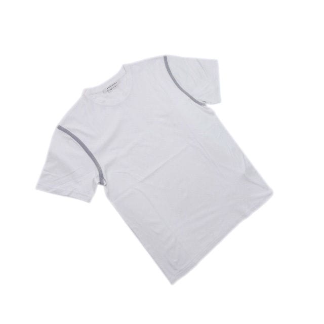 Tシャツ カットソー 袖ライン入り Sサイズ ホワイト グレー 中古