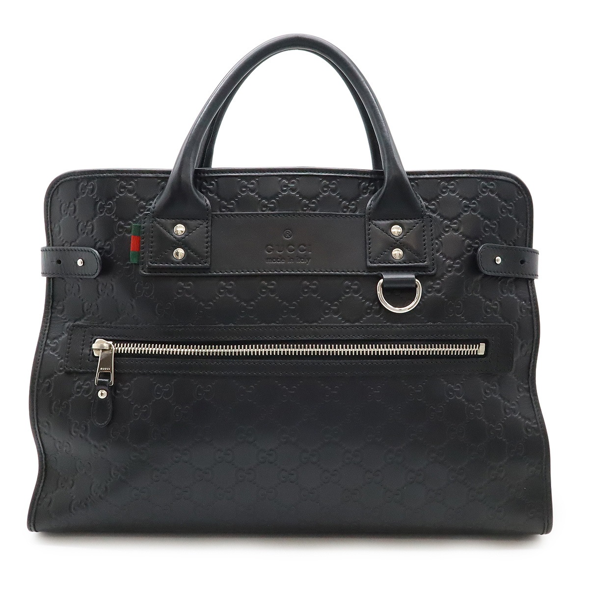 グッチシマ ウェブループ ビジネスバッグ ブリーフケース 書類カバン ラバーコーティングレザー ブラック 黒 24641