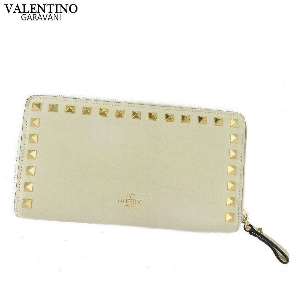 長財布 ファスナー付き 長財布 スタッズ レディース ベージュ 中古