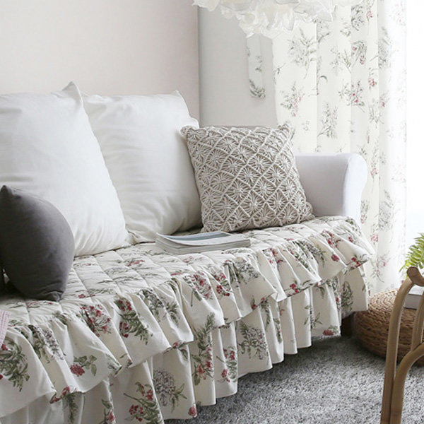 ハミングガーデン純綿布フリルソファパッド(3/4用)