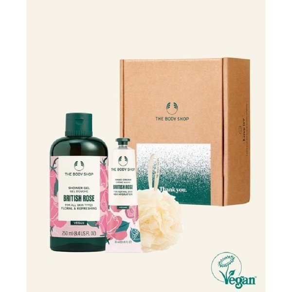 【The body shop】 ギフト ラッピング ブリティッシュ ローズ シャワージェル ハンドクリーム セット