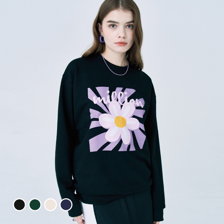 MILLION Square Flower SweatshirtミリオンスクエアフラワーマンツーマンTシャツ