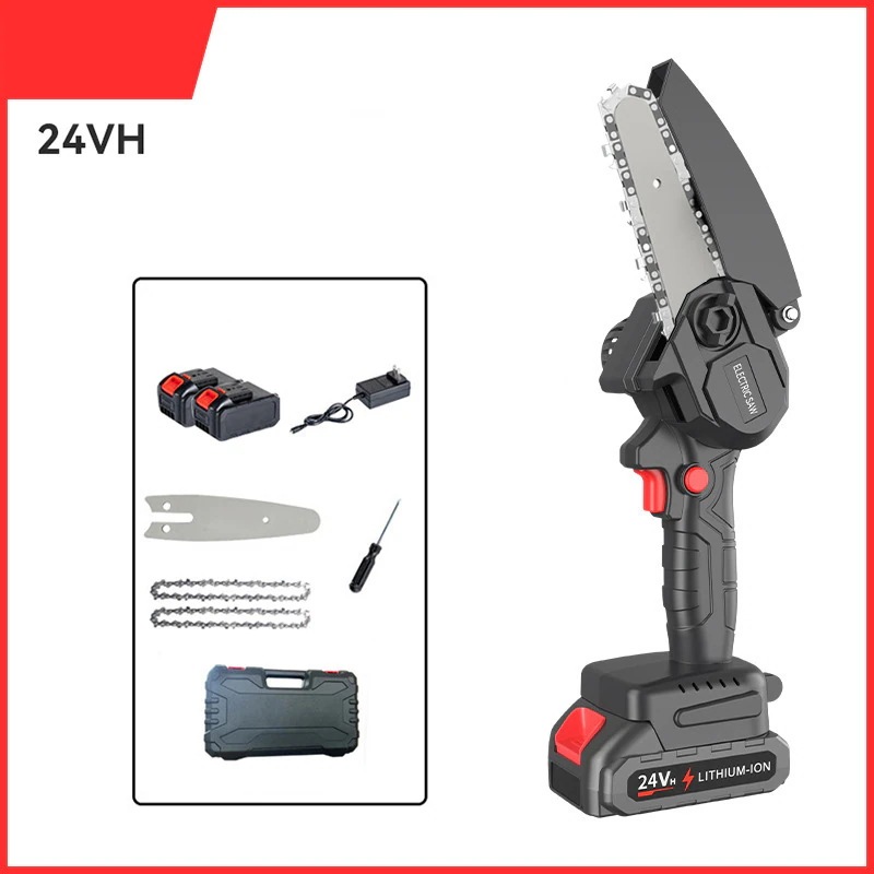 母の日4インチ 6インチ 充電式 チェーンソー 小型電動チェーンソ 家庭用 コードレス ミニ 操作便利 片手 軽量 家庭用 バッテリー2個付 収納ケース付き