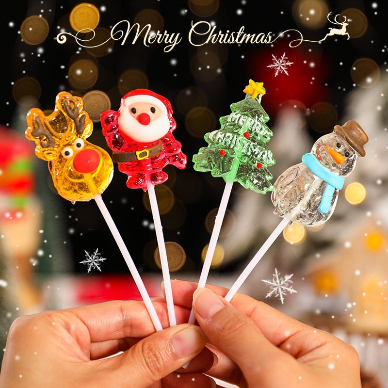 クリスマスキャンディ漫画サンタクロース雪だるまクリスタルロリポップスナッククリスマスイブ小さな贈り物 お菓子 大人 子供 誕生日プレゼント