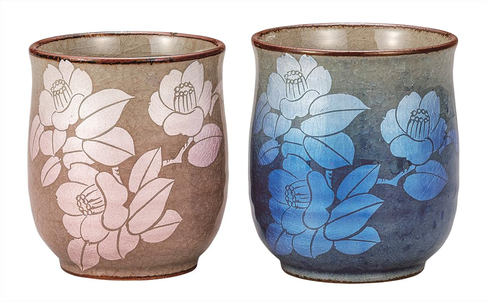 ナカマル『九谷焼』組湯呑銀彩山茶花 K9-760