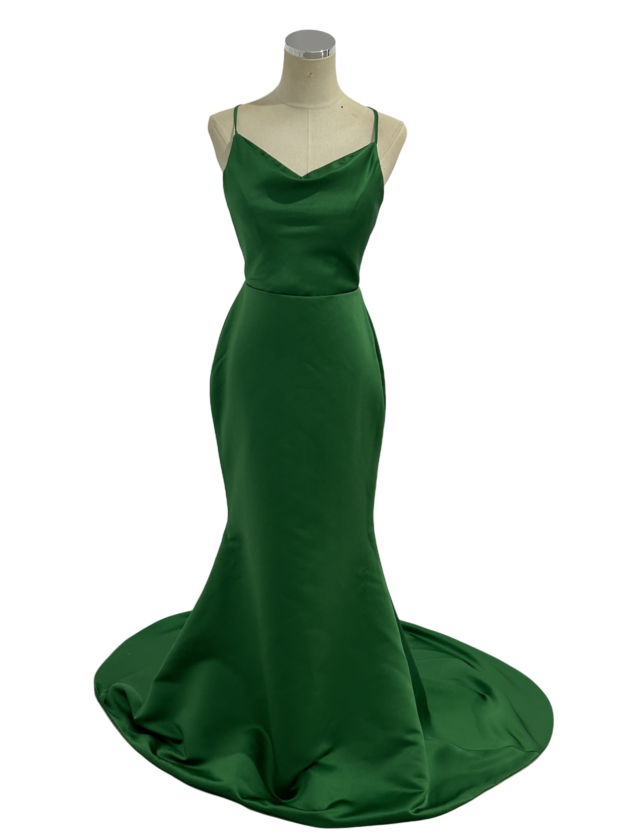 クラシカル キャミソール グリーン カラードレス 背中見せ 優雅なシルエット 披露宴